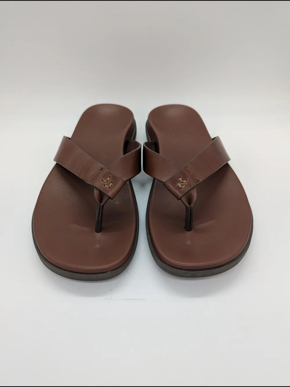 Vionic Elijah Men Brown Leather Supportive Flip Flop Sandals 10 Orthotic Comfort